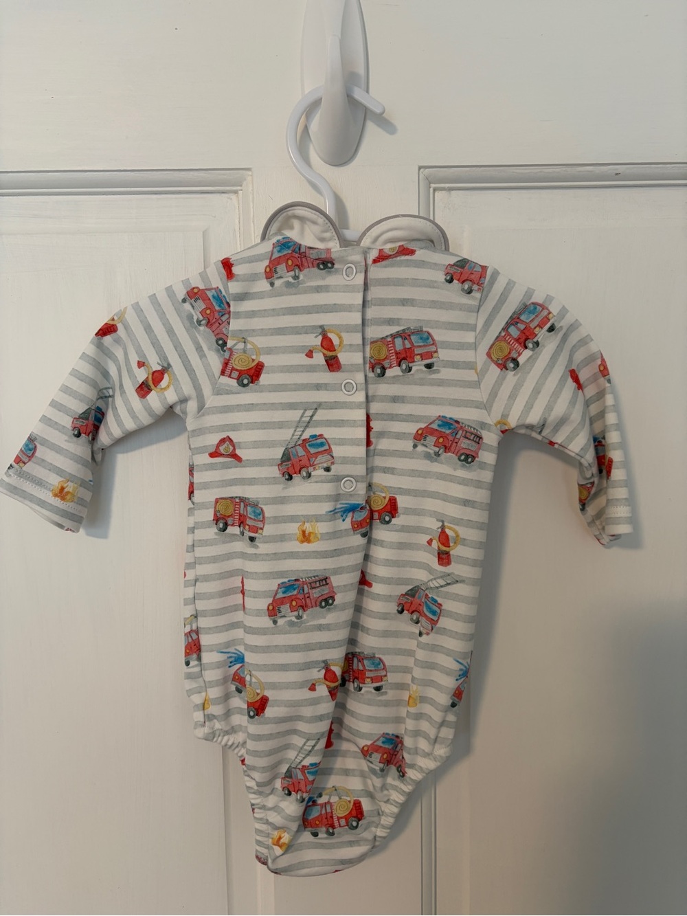 Baby Club Chic Firetruck Pima Cotton Bubble Romper Collared - Picture 2 of 4